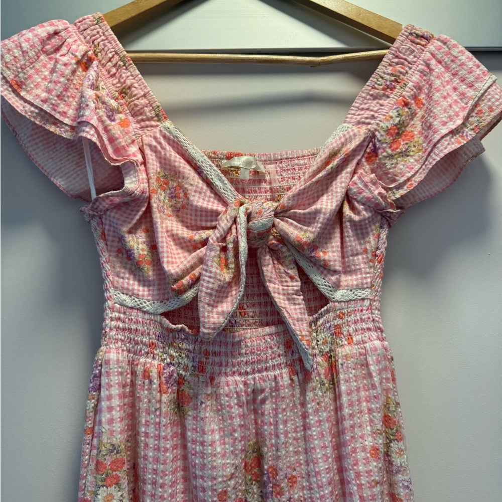 LOVESHACKFANCY PINK GINGHAM MAXI